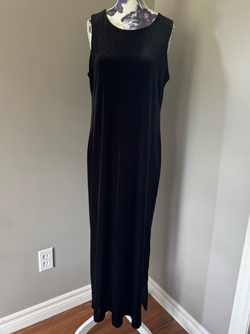 Soft Works Velvet Black Sleeveless Maxi Dress Classic Tank Style